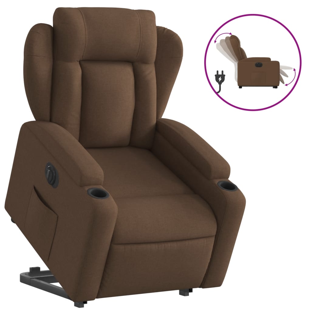 Fauteuil inclinable électrique marron tissu - XIOS