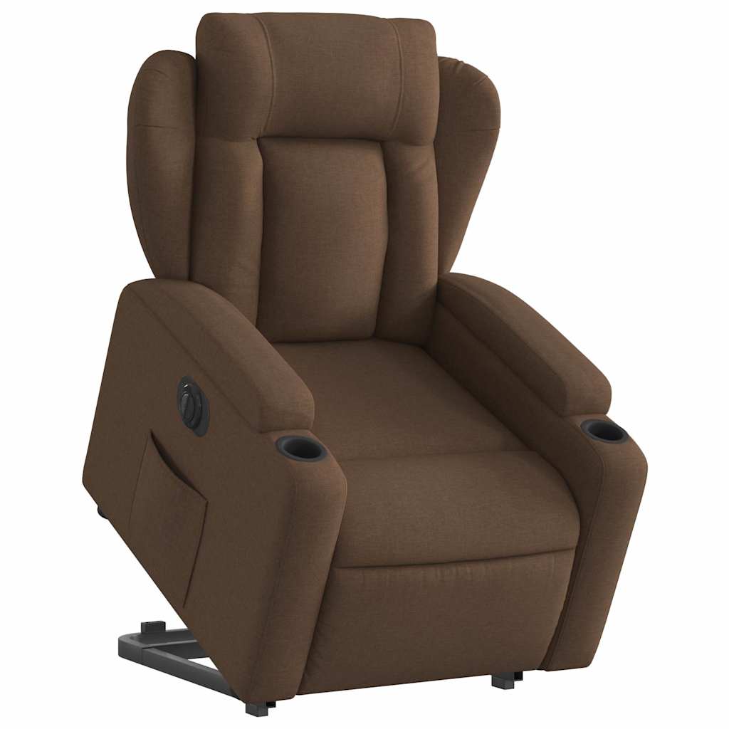 Fauteuil inclinable électrique marron tissu - XIOS