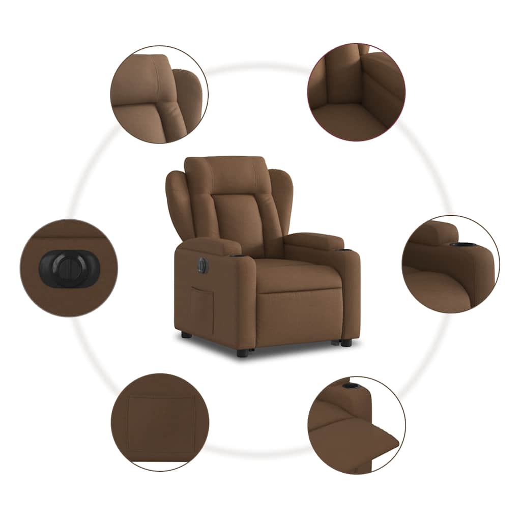 Fauteuil inclinable électrique marron tissu - XIOS