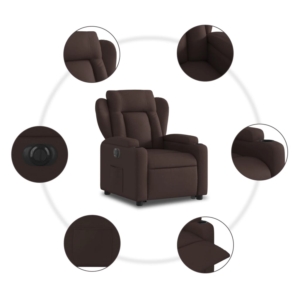 Fauteuil inclinable électrique marron foncé tissu - XIOS