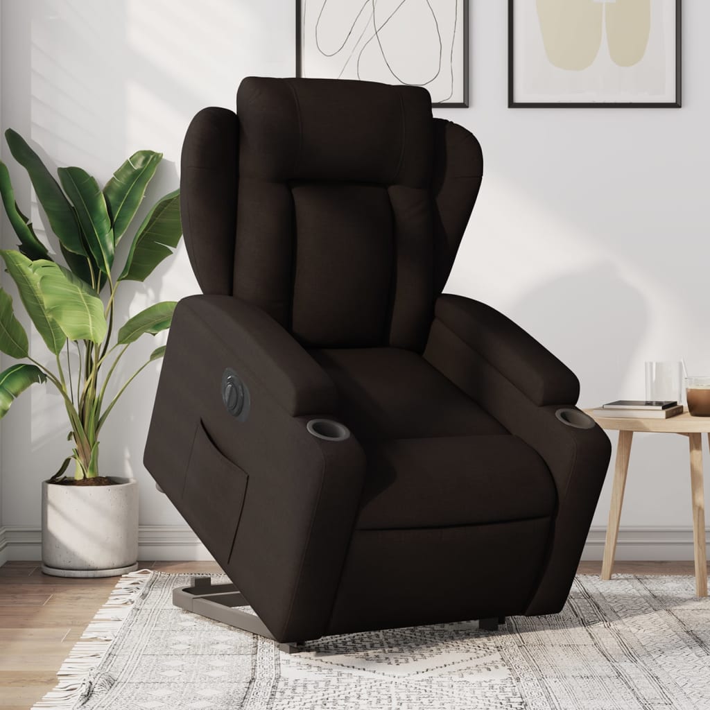 Fauteuil inclinable électrique marron foncé tissu - XIOS