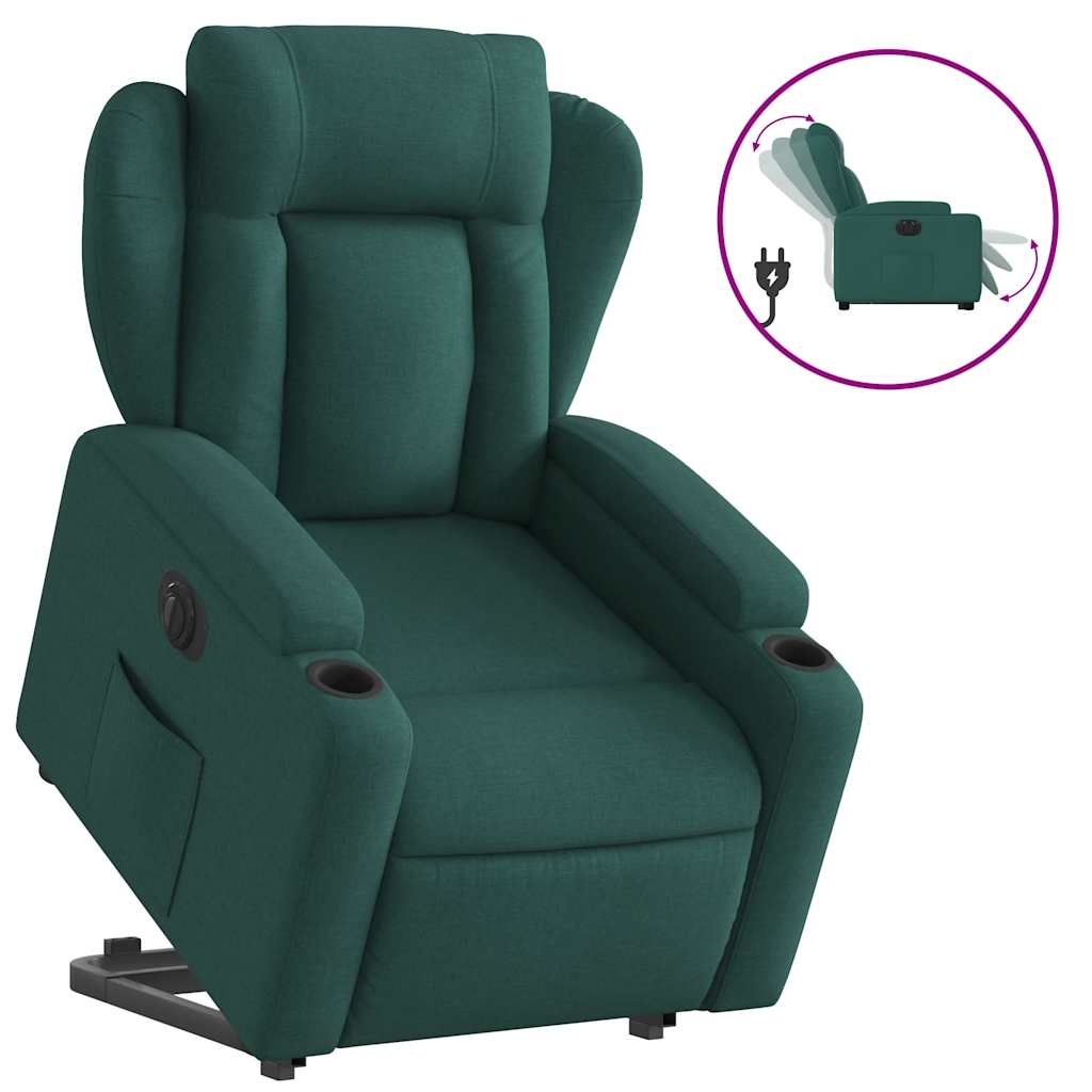 Fauteuil inclinable électrique vert foncé tissu - XIOS