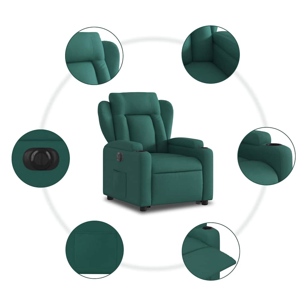 Fauteuil inclinable électrique vert foncé tissu - XIOS