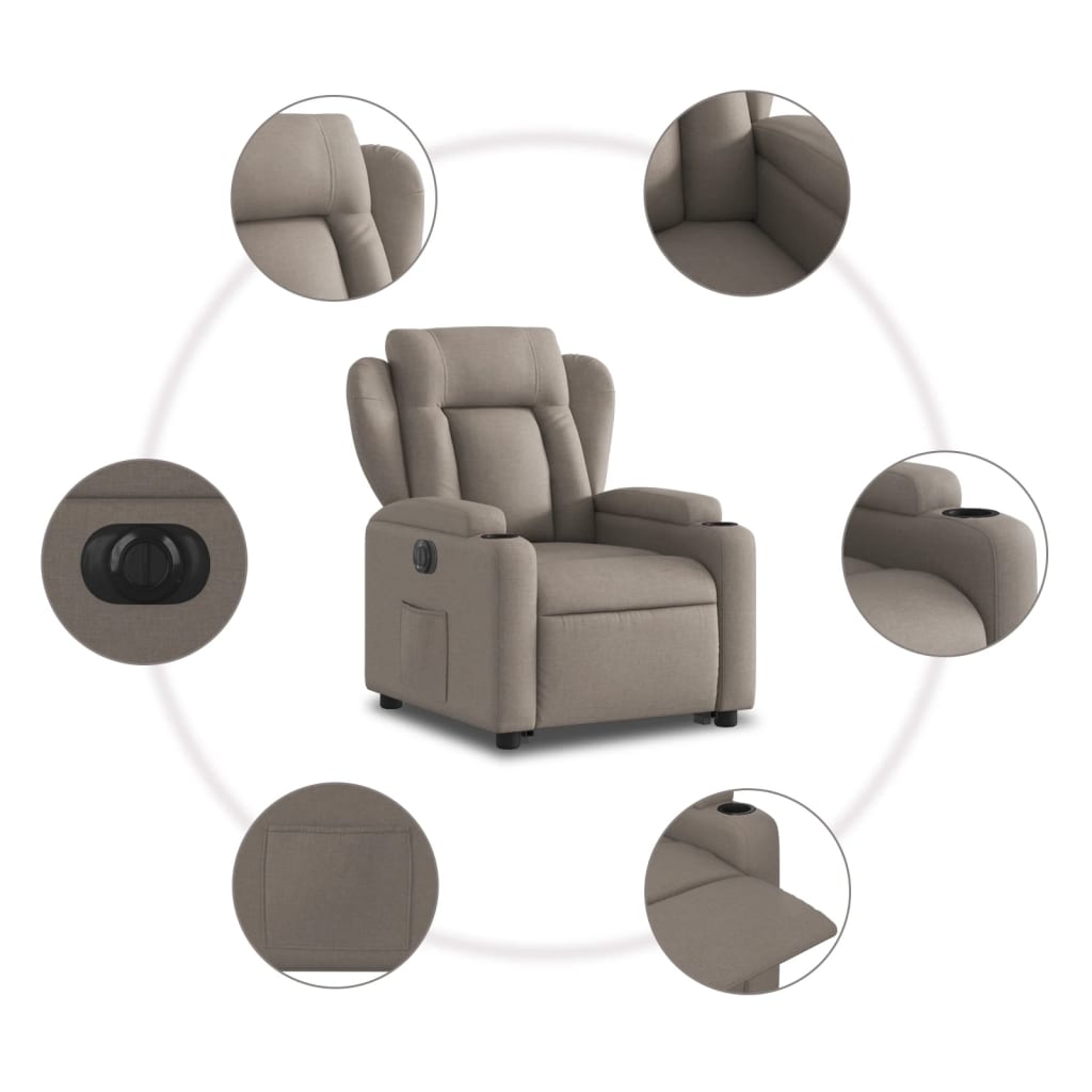 Fauteuil inclinable électrique taupe tissu