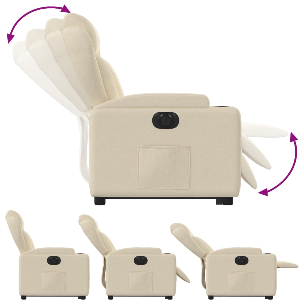 Fauteuil inclinable électrique crème tissu