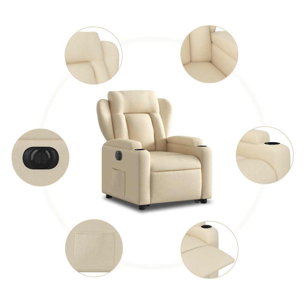 Fauteuil inclinable électrique crème tissu - XIOS