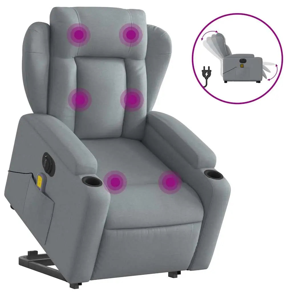 Fauteuil inclinable de massage électrique Gris clair Tissu - XIOS