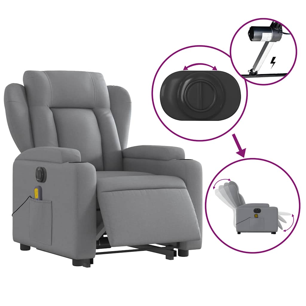 Fauteuil inclinable de massage électrique Gris clair Tissu - XIOS