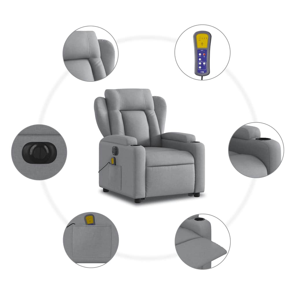 Fauteuil inclinable de massage électrique Gris clair Tissu - XIOS