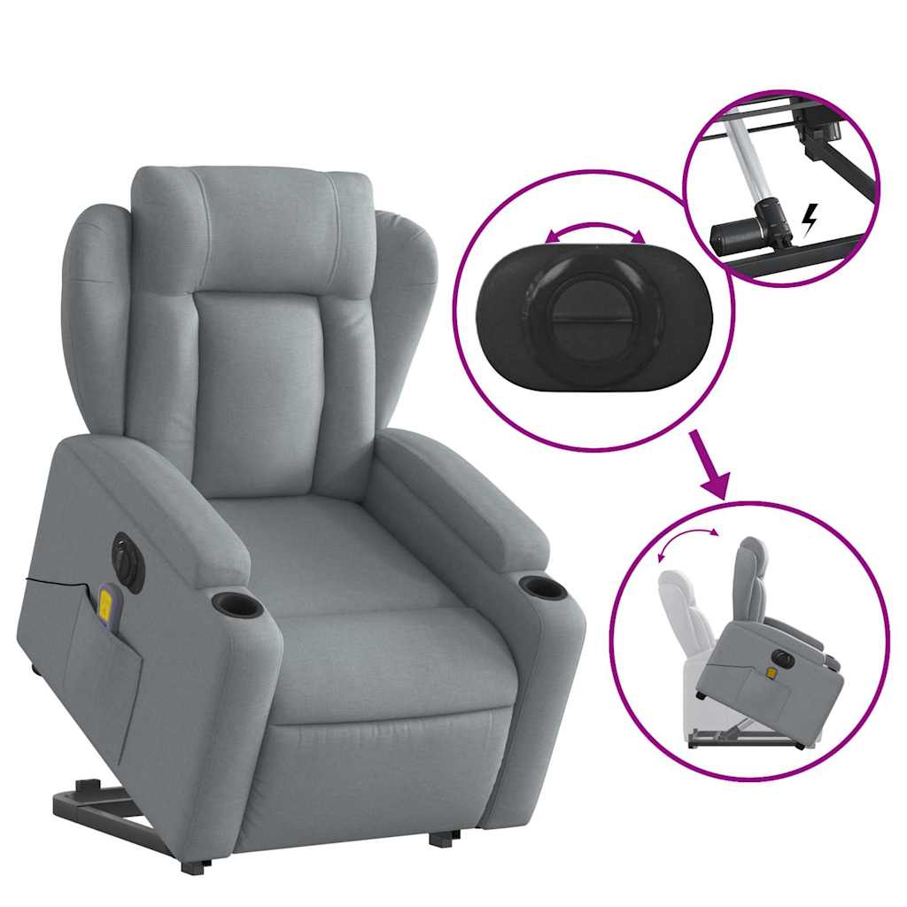 Fauteuil inclinable de massage électrique Gris clair Tissu - XIOS