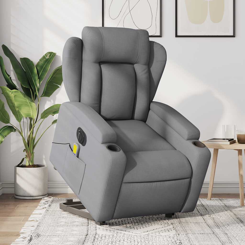 Fauteuil inclinable de massage électrique Gris clair Tissu - XIOS