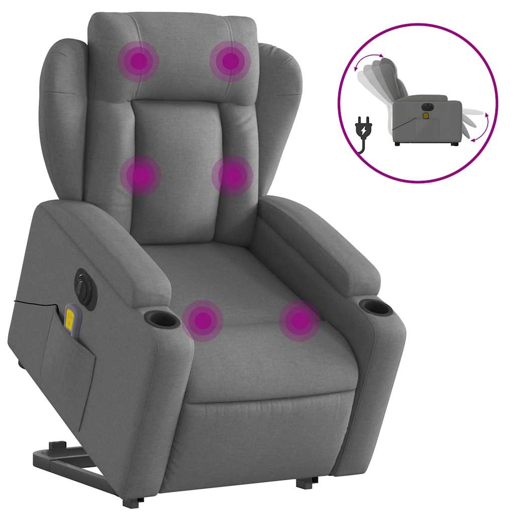 Fauteuil inclinable de massage électrique Gris foncé Tissu - XIOS