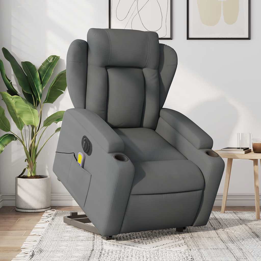 Fauteuil inclinable de massage électrique Gris foncé Tissu - XIOS