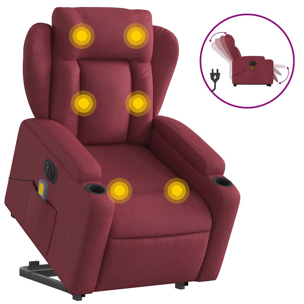 Fauteuil inclinable de massage électrique Rouge bordeaux Tissu - XIOS