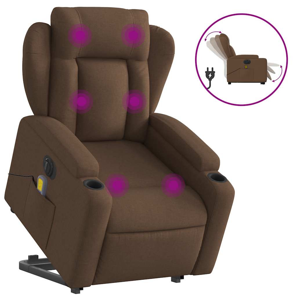 Fauteuil inclinable de massage électrique Marron Tissu - XIOS