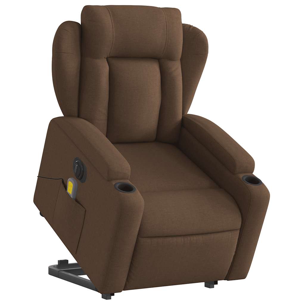 Fauteuil inclinable de massage électrique Marron Tissu
