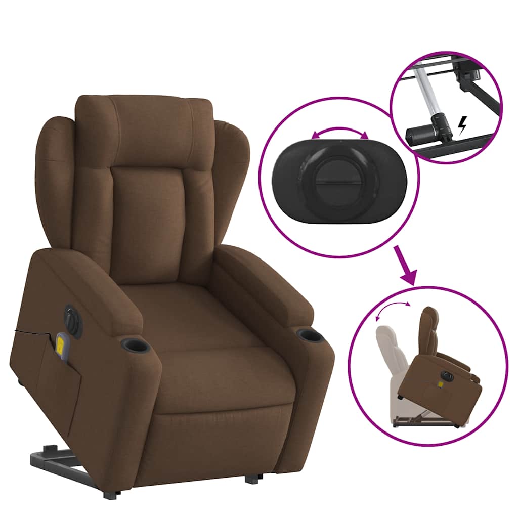 Fauteuil inclinable de massage électrique Marron Tissu - XIOS