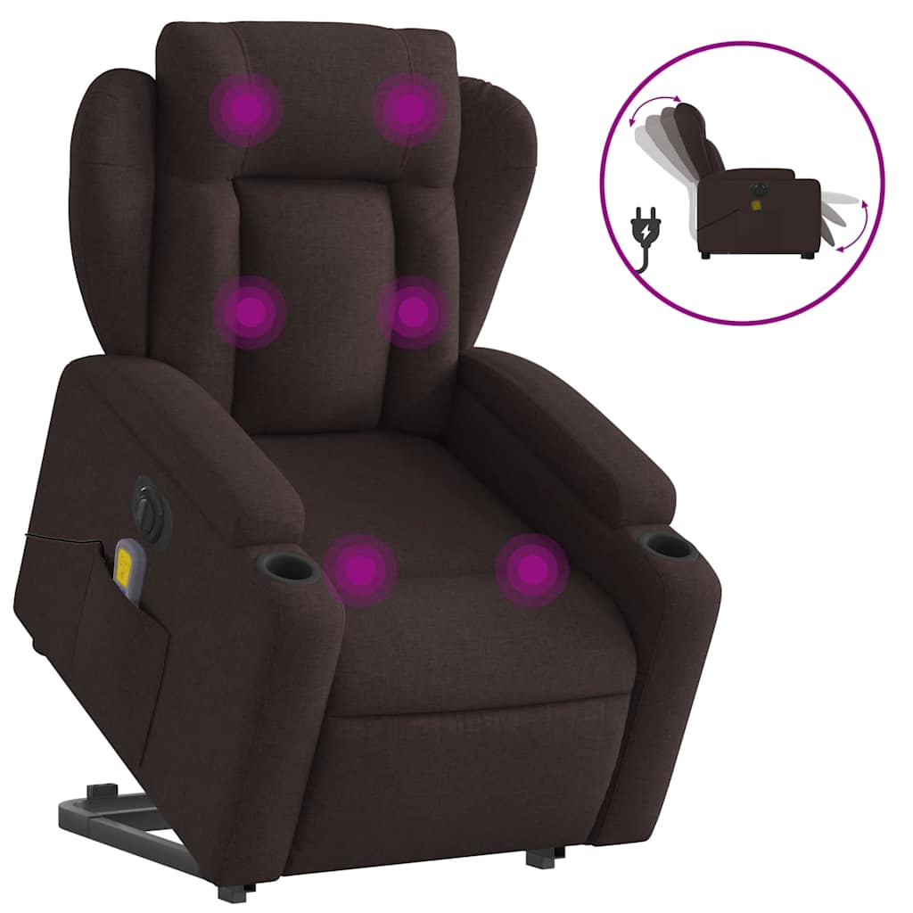 Fauteuil inclinable de massage électrique Marron foncé Tissu - XIOS