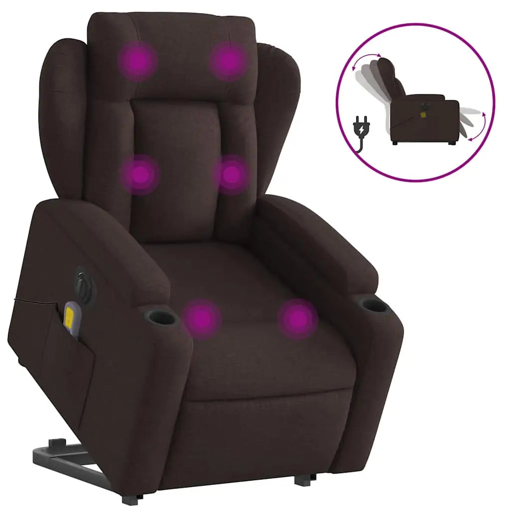 Fauteuil inclinable de massage électrique Marron foncé Tissu - XIOS