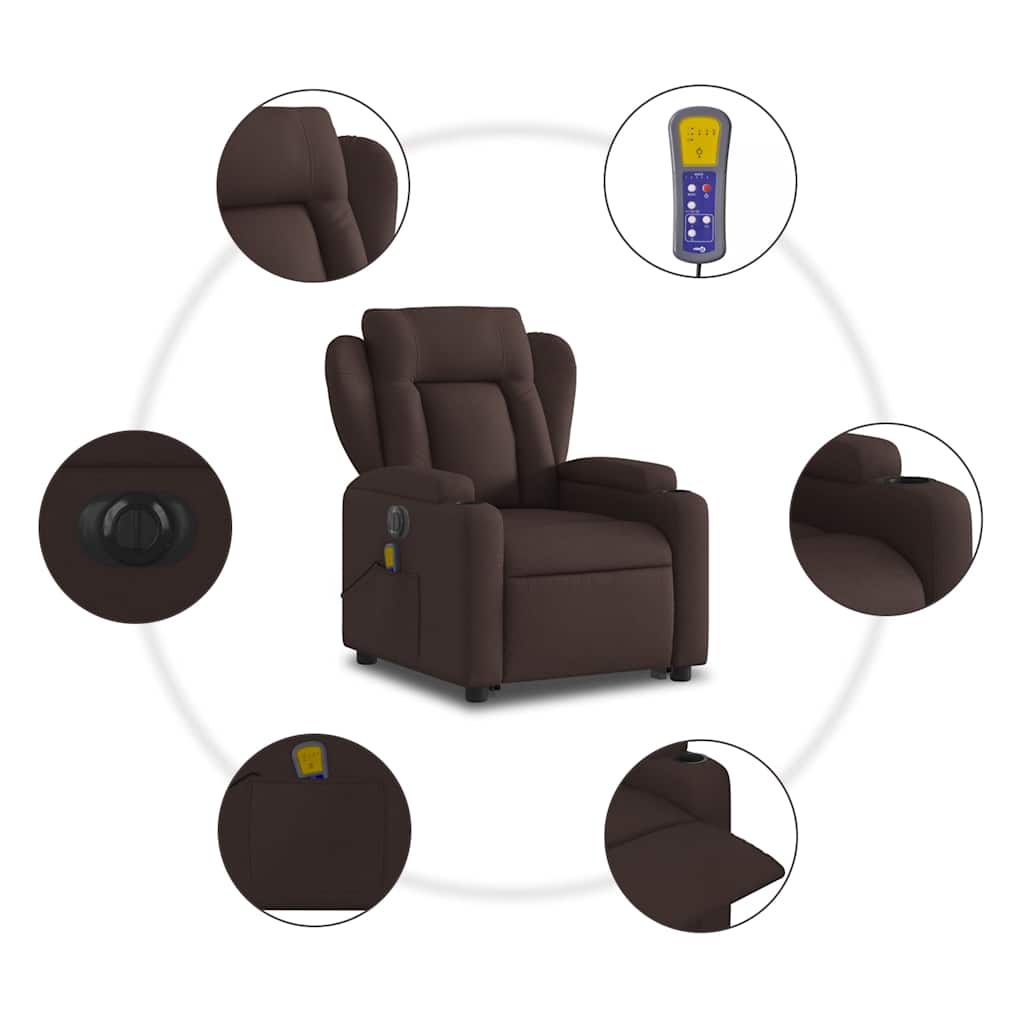 Fauteuil inclinable de massage électrique Marron foncé Tissu - XIOS