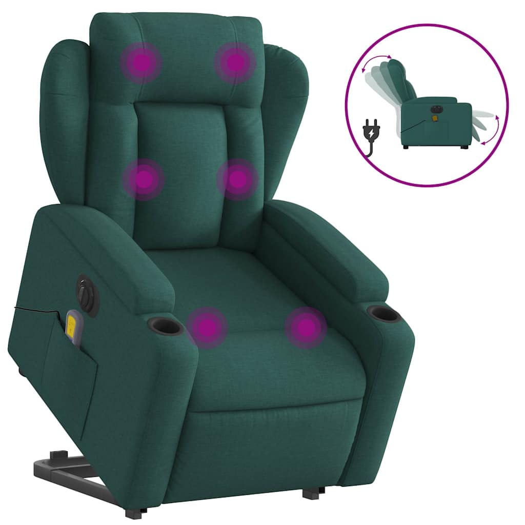 Fauteuil inclinable de massage électrique Vert foncé Tissu - XIOS