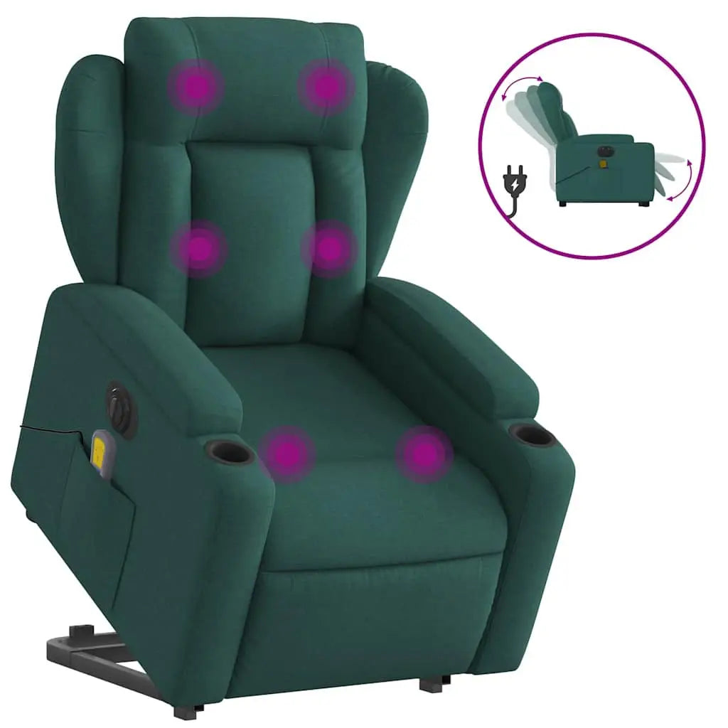 Fauteuil inclinable de massage électrique Vert foncé Tissu - XIOS
