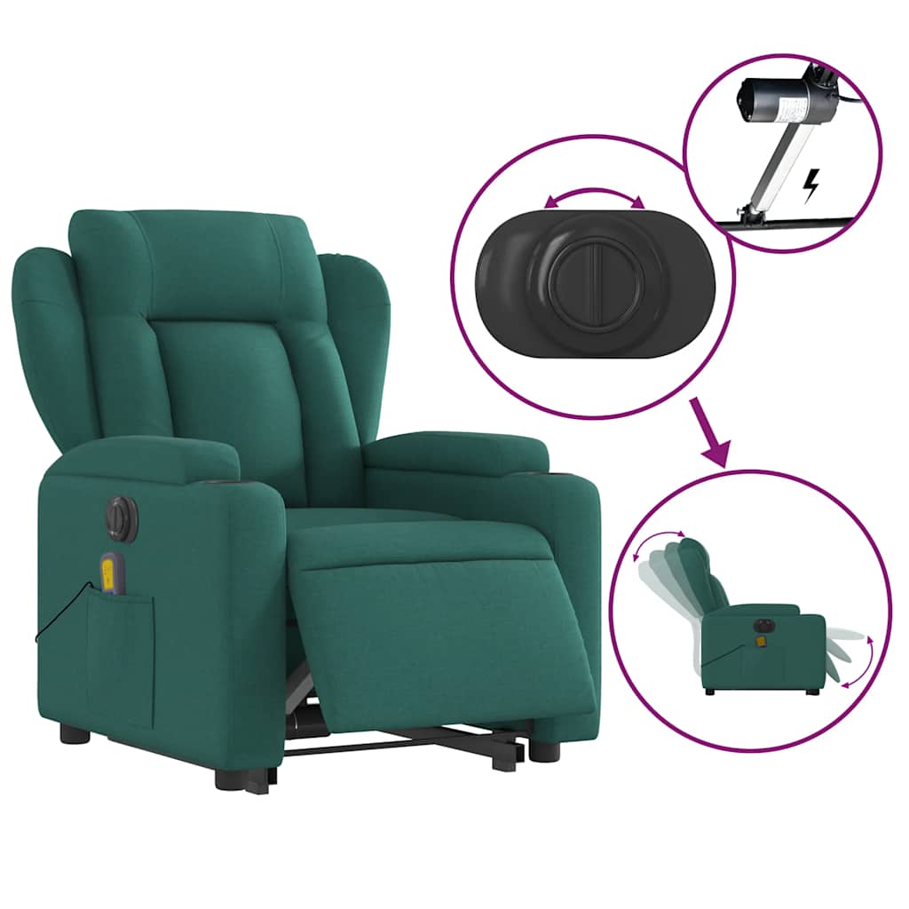 Fauteuil inclinable de massage électrique Vert foncé Tissu - XIOS