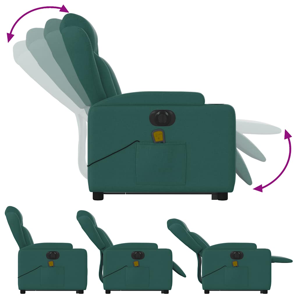 Fauteuil inclinable de massage électrique Vert foncé Tissu - XIOS