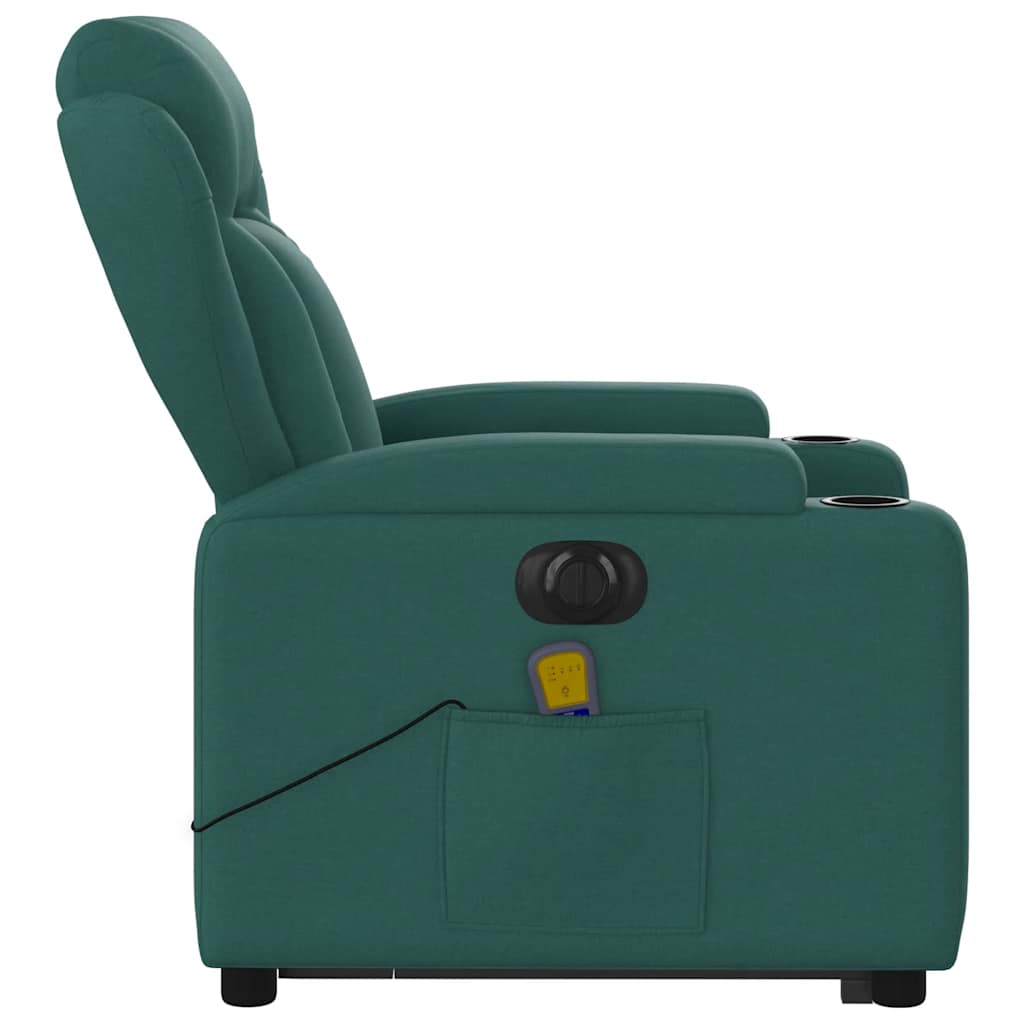 Fauteuil inclinable de massage électrique Vert foncé Tissu