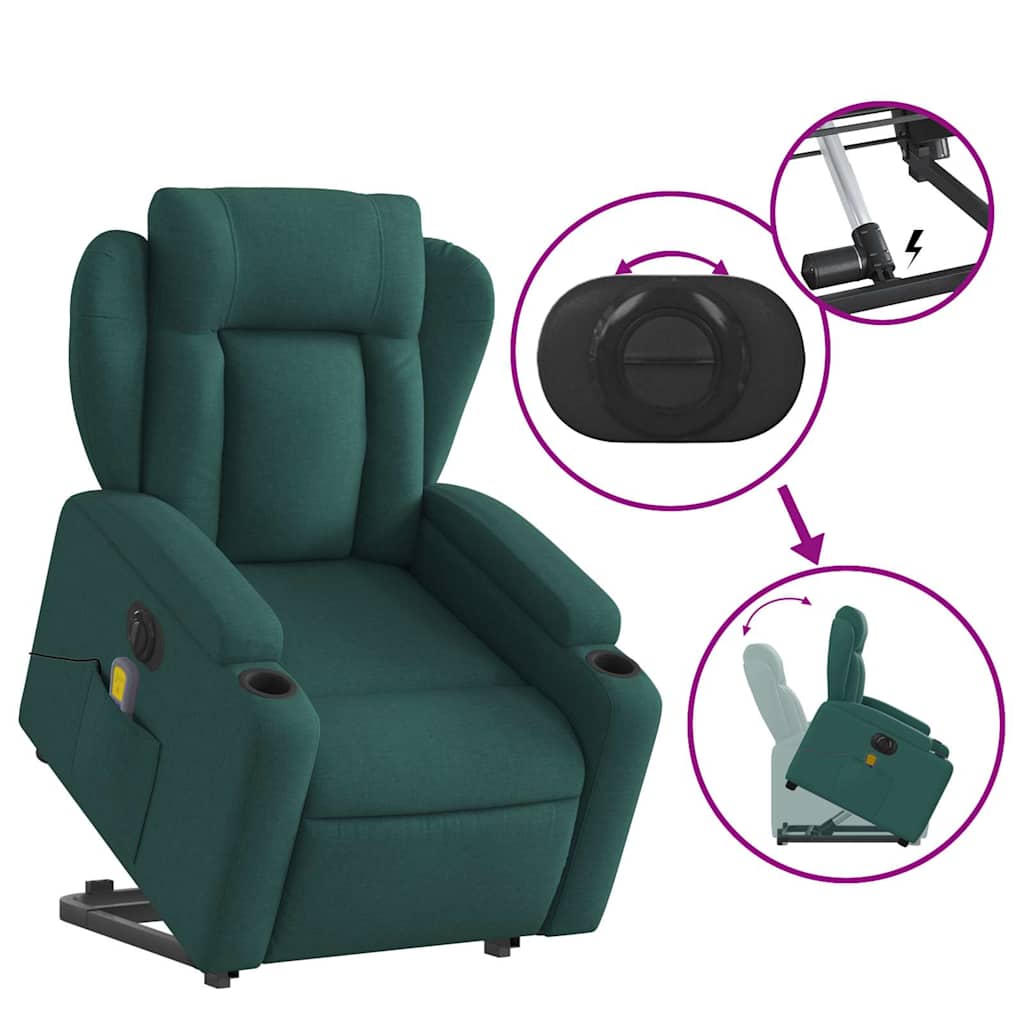 Fauteuil inclinable de massage électrique Vert foncé Tissu - XIOS