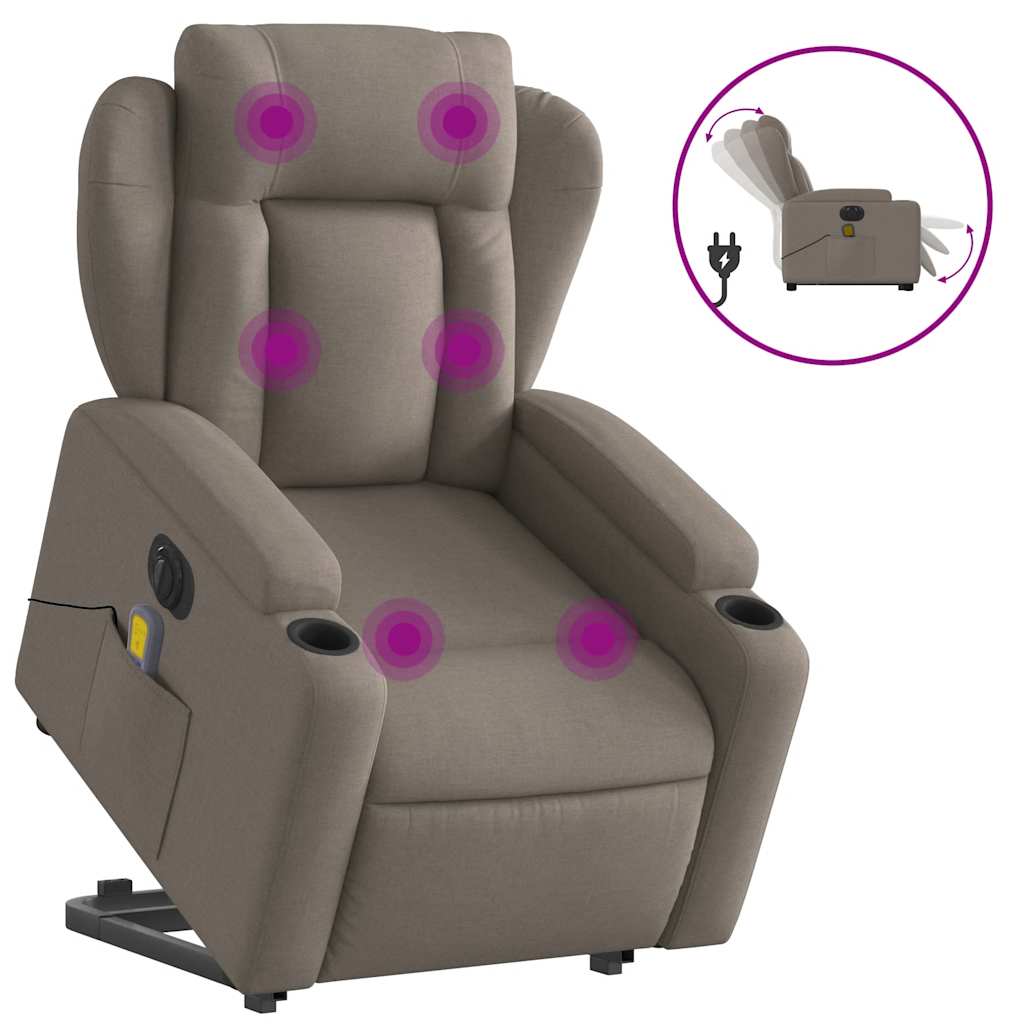 Fauteuil inclinable de massage électrique Taupe Tissu - XIOS