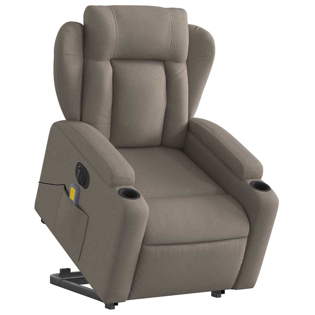 Fauteuil inclinable de massage électrique Taupe Tissu