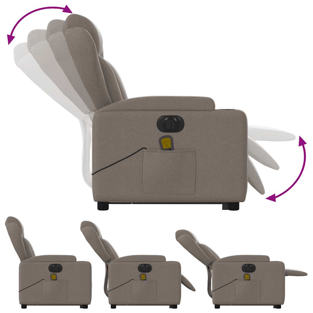 Fauteuil inclinable de massage électrique Taupe Tissu - XIOS