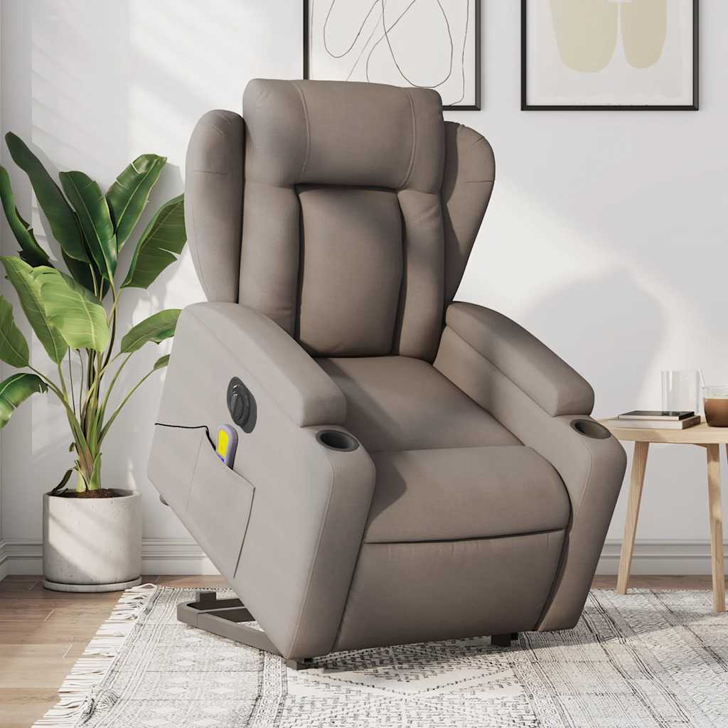 Fauteuil inclinable de massage électrique Taupe Tissu - XIOS