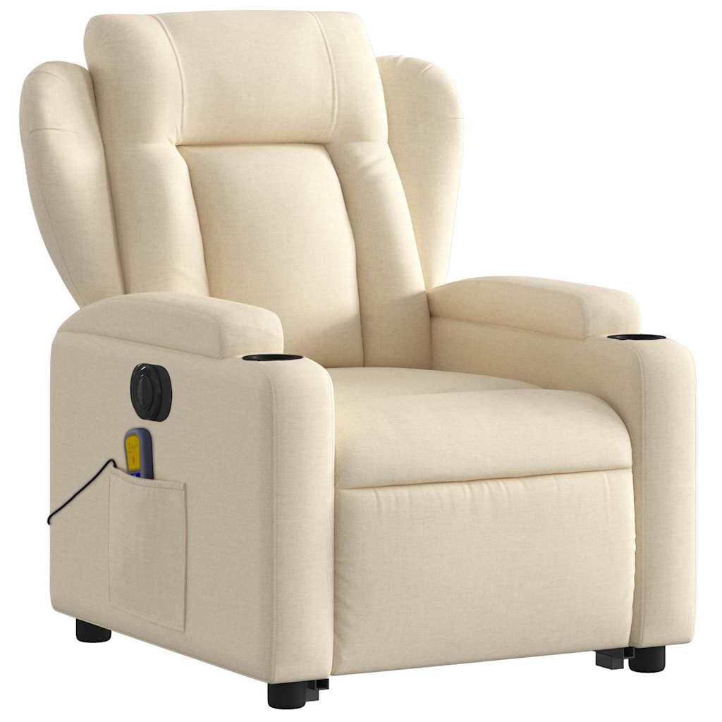 Fauteuil inclinable de massage électrique Crème Tissu - XIOS