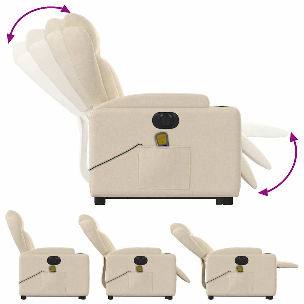 Fauteuil inclinable de massage électrique Crème Tissu - XIOS