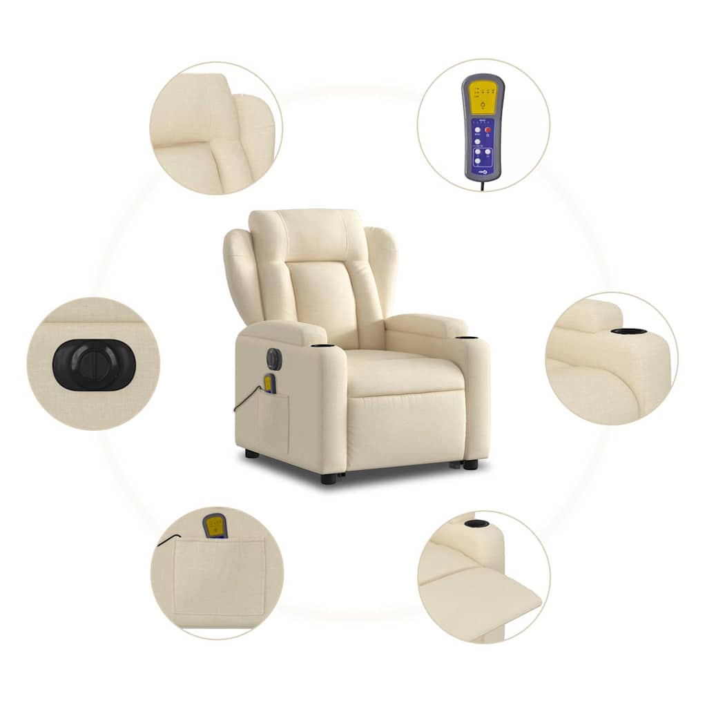 Fauteuil inclinable de massage électrique Crème Tissu - XIOS