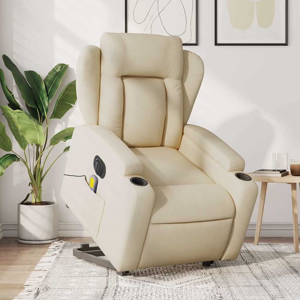 Fauteuil inclinable de massage électrique Crème Tissu - XIOS