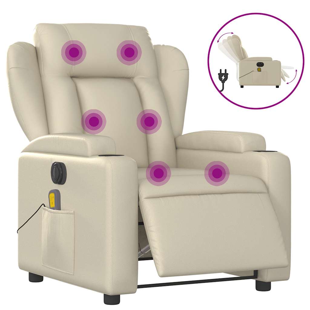 Fauteuil de massage inclinable électrique crème similicuir - XIOS