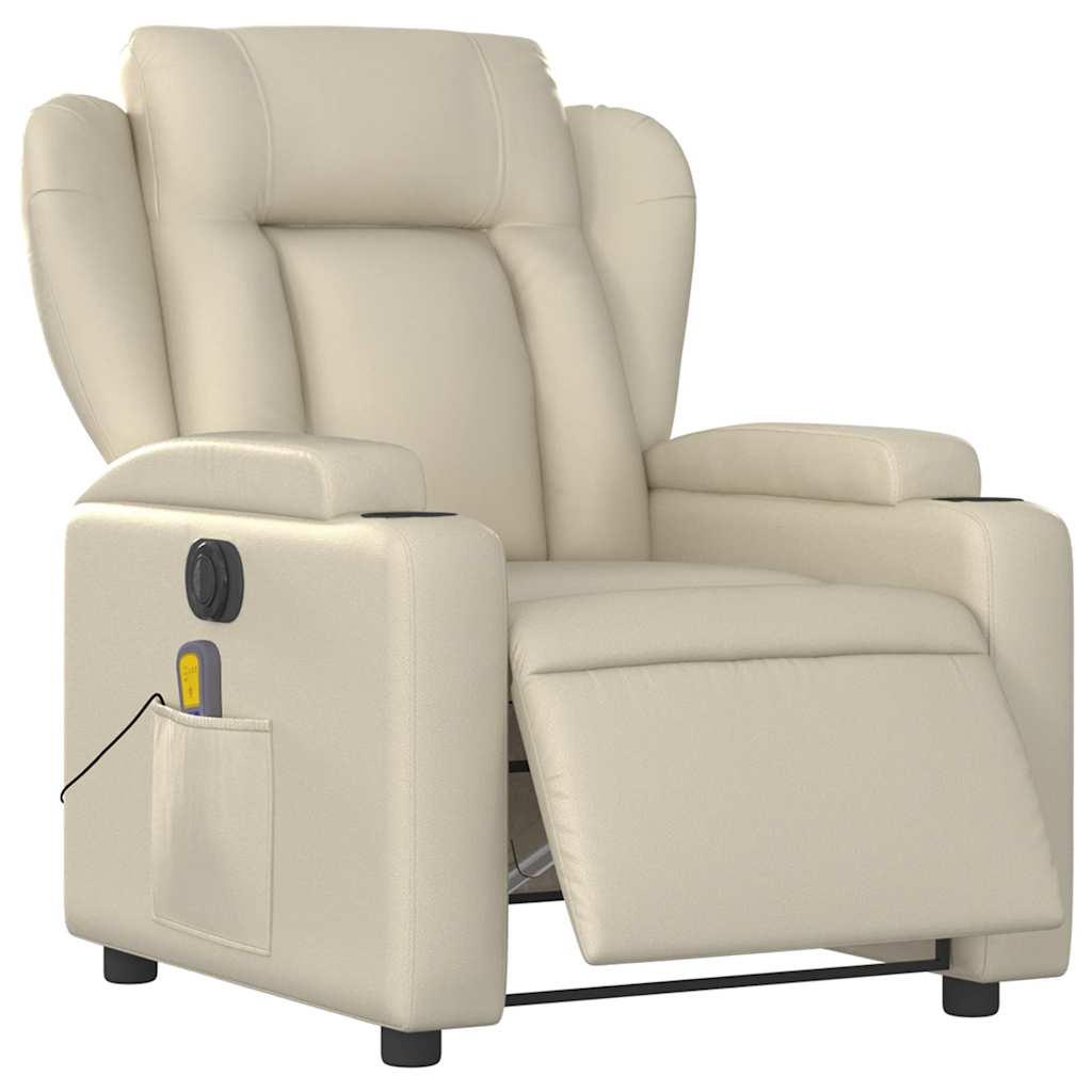 Fauteuil de massage inclinable électrique crème similicuir - XIOS