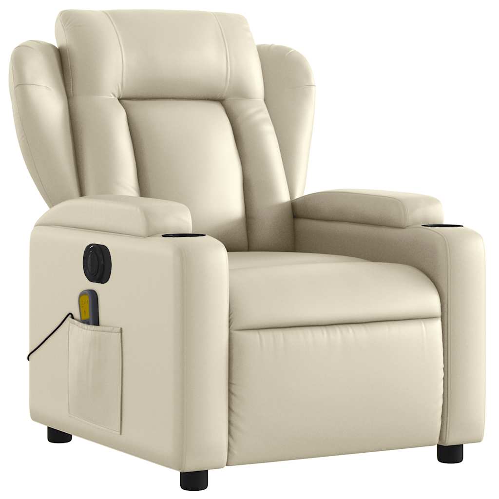 Fauteuil de massage inclinable électrique crème similicuir - XIOS