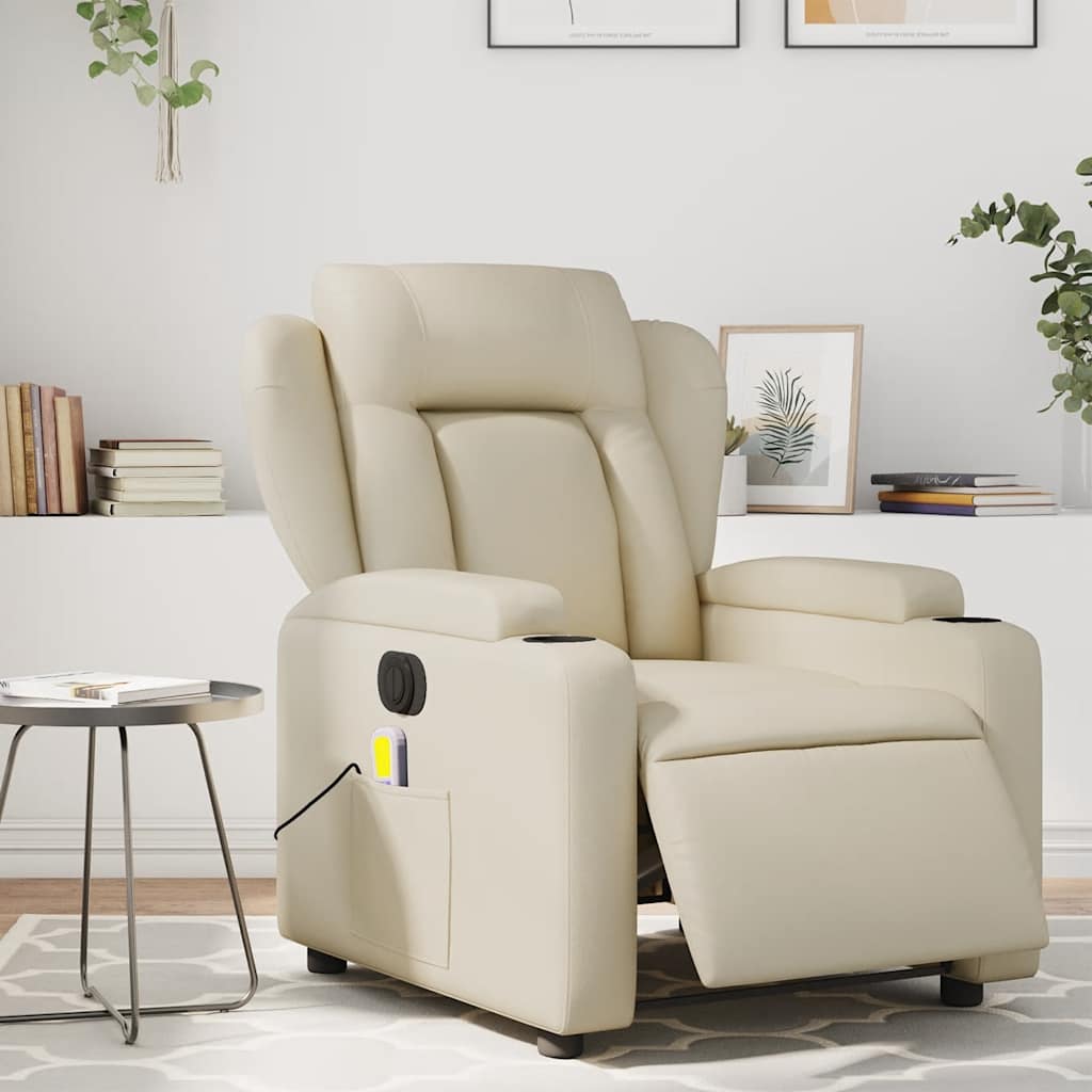 Fauteuil de massage inclinable électrique crème similicuir - XIOS