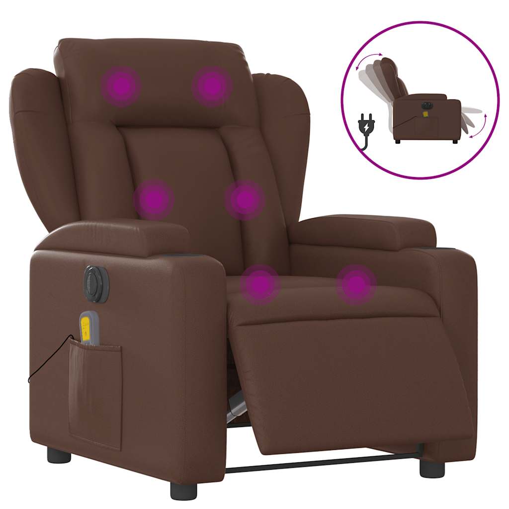 Fauteuil de massage inclinable électrique marron similicuir - XIOS