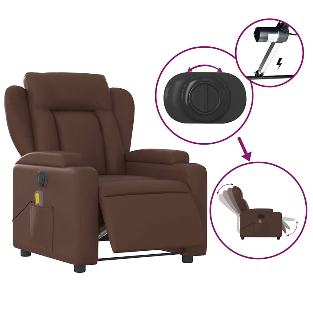 Fauteuil de massage inclinable électrique marron similicuir - XIOS