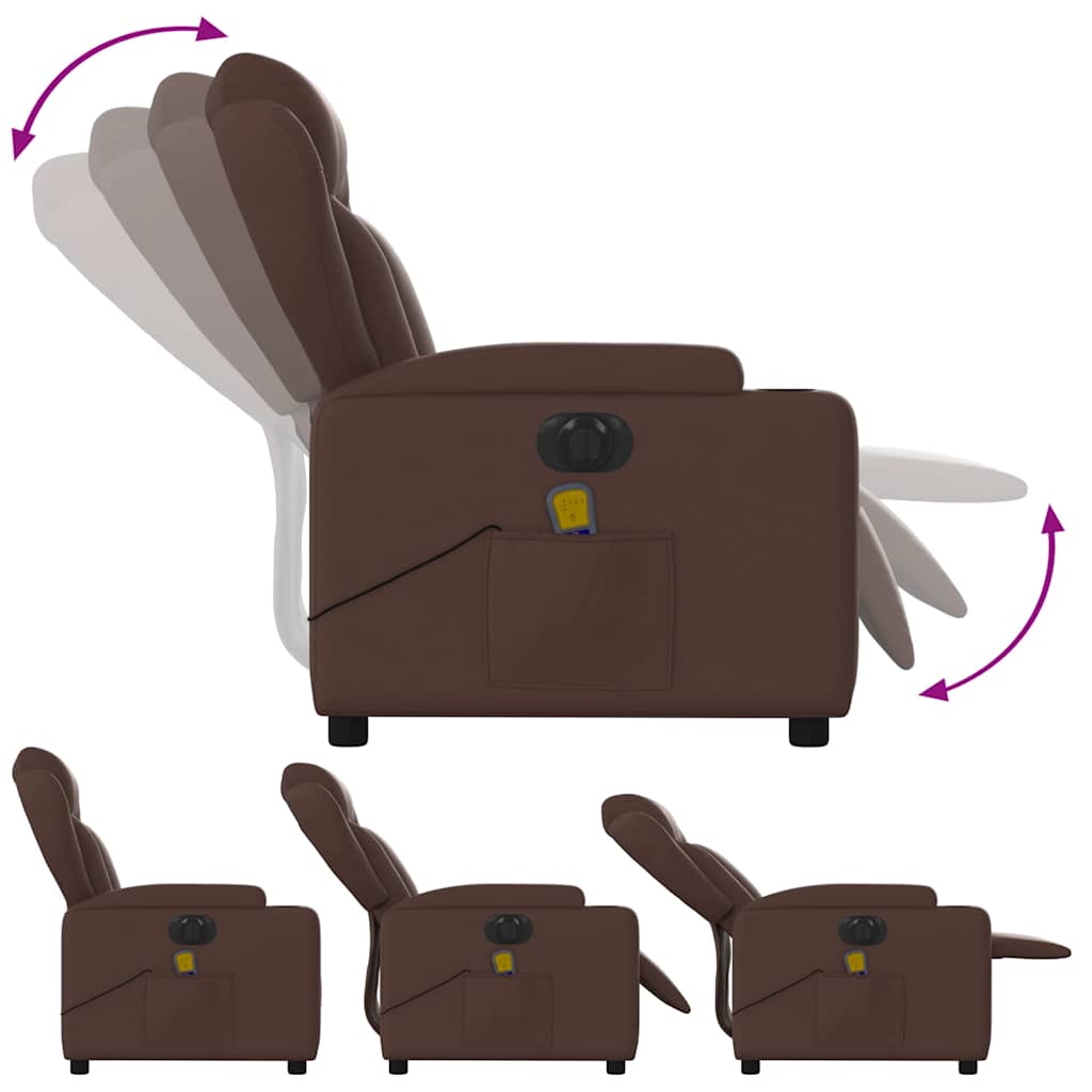 Fauteuil de massage inclinable électrique marron similicuir - XIOS