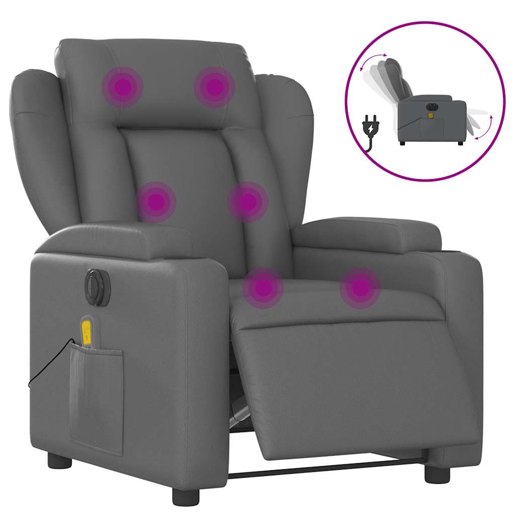 Fauteuil de massage inclinable électrique gris similicuir - XIOS