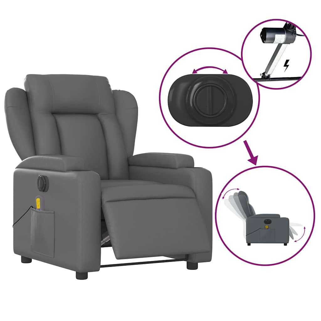 Fauteuil de massage inclinable électrique gris similicuir - XIOS