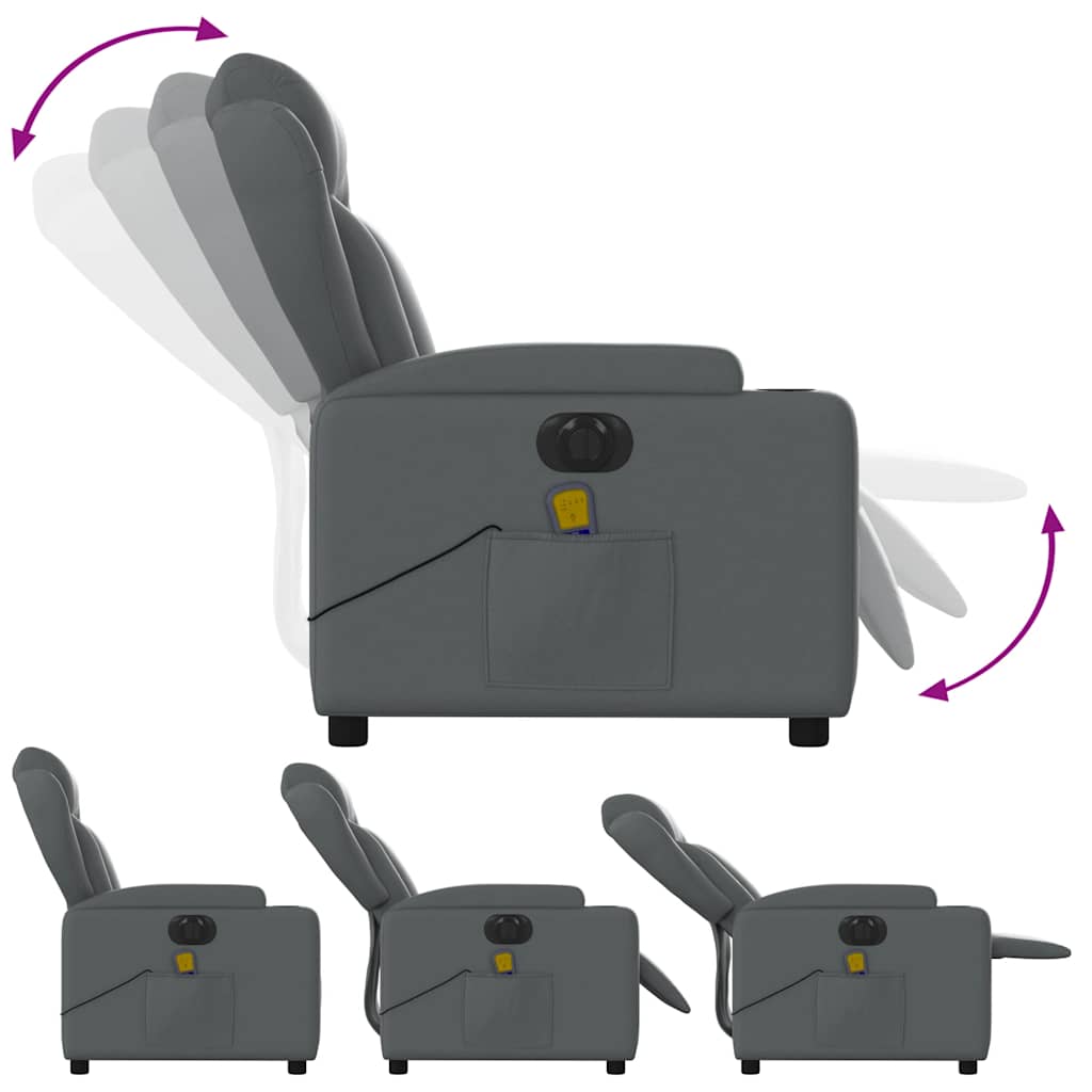 Fauteuil de massage inclinable électrique gris similicuir - XIOS