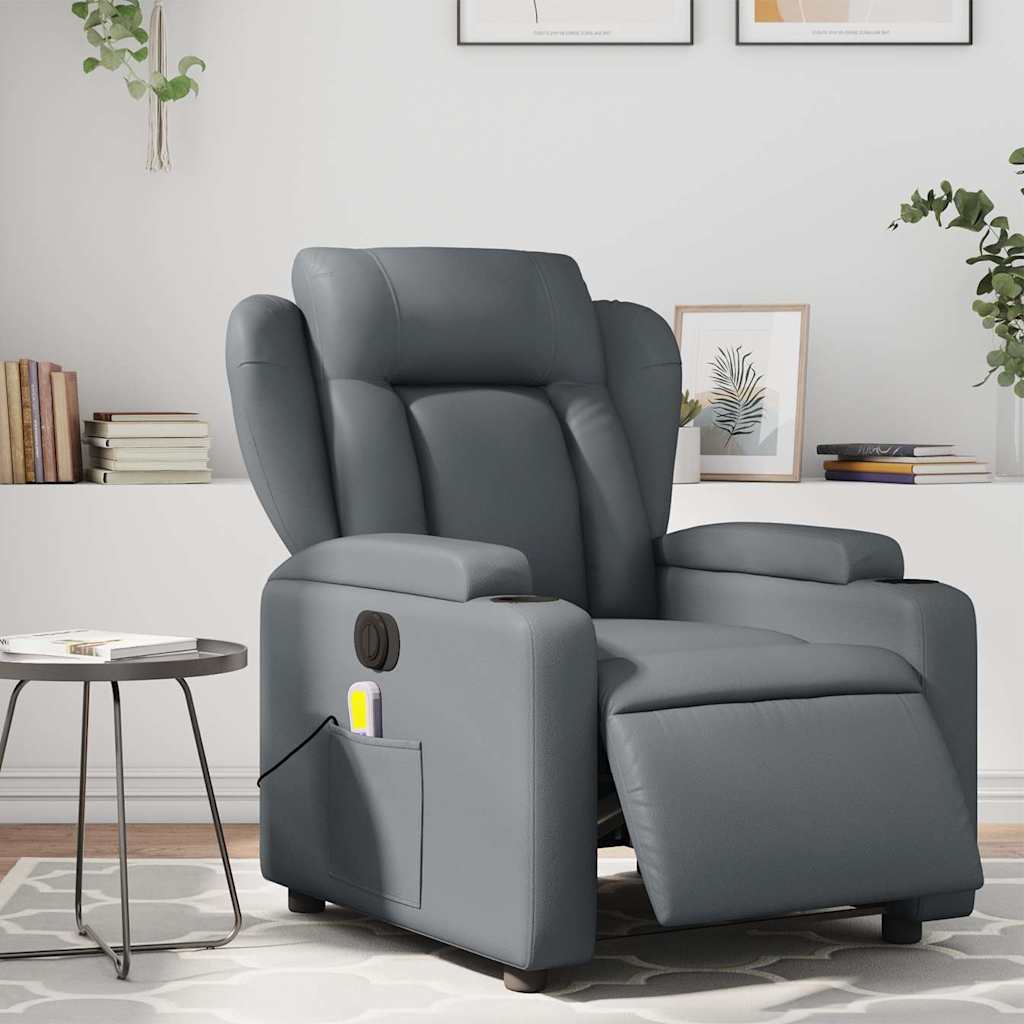Fauteuil de massage inclinable électrique gris similicuir - XIOS