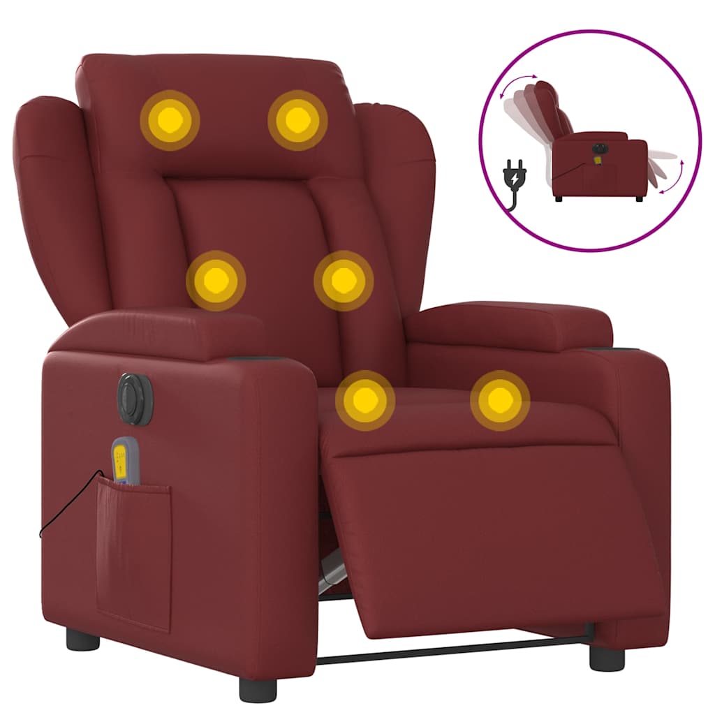 Fauteuil de massage inclinable électrique rouge bordeaux - XIOS
